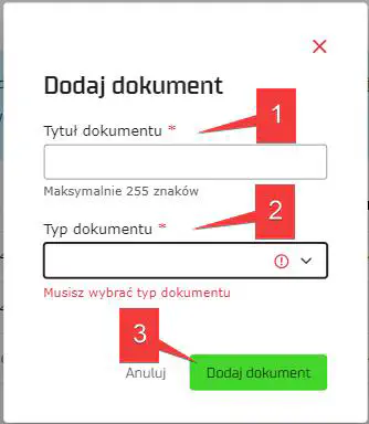 Rysunek C - Dodanie dokumentu